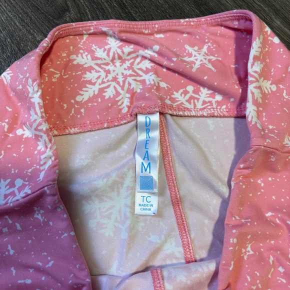 Lularoe Dream Women’s Leggings with Snowflake Design in Pink and Purple - Picture 3 of 4